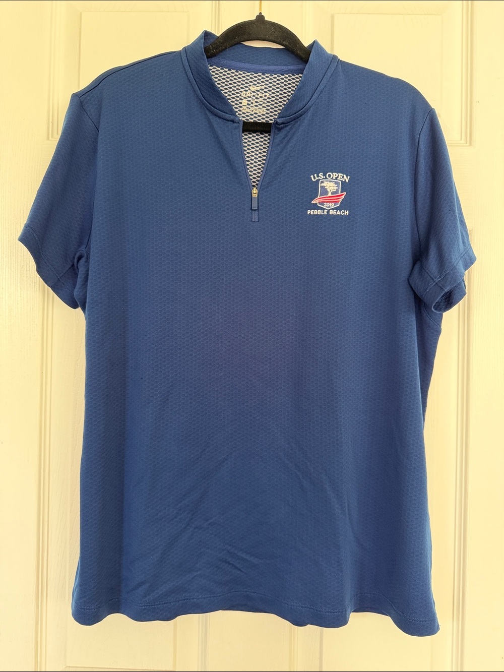 Nike Blue U.S. Open Pebble Beach Short-Sleeve Quarter-Zip Golf Jersey. XL